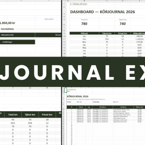 Körjournal Excel – komplett översikt med alla flikar