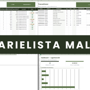 Inventarielista Mall Excel