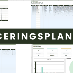 Publiceringsplan Excel - komplett innehållskalender med dashboard och diagram