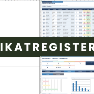 Certifikatregister Excel - bevaka giltighet och utgångsdatum för personalens certifikat och kort
